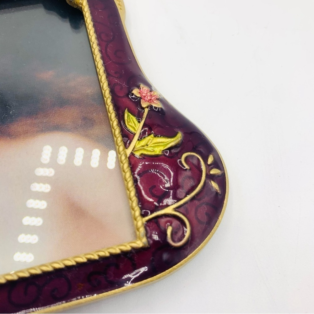 Jeweled Butterfly Enamel Picture Frame β Purse Shaped Vintage Style Glam 3.5x3.5 - Picture 2 of 7